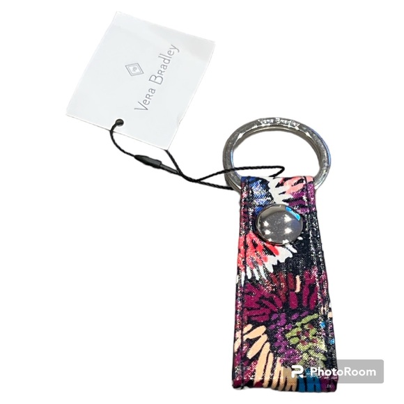 Vera Bradley loop keychain key holder fob Midnight Wildflowers NEW - Picture 2 of 3
